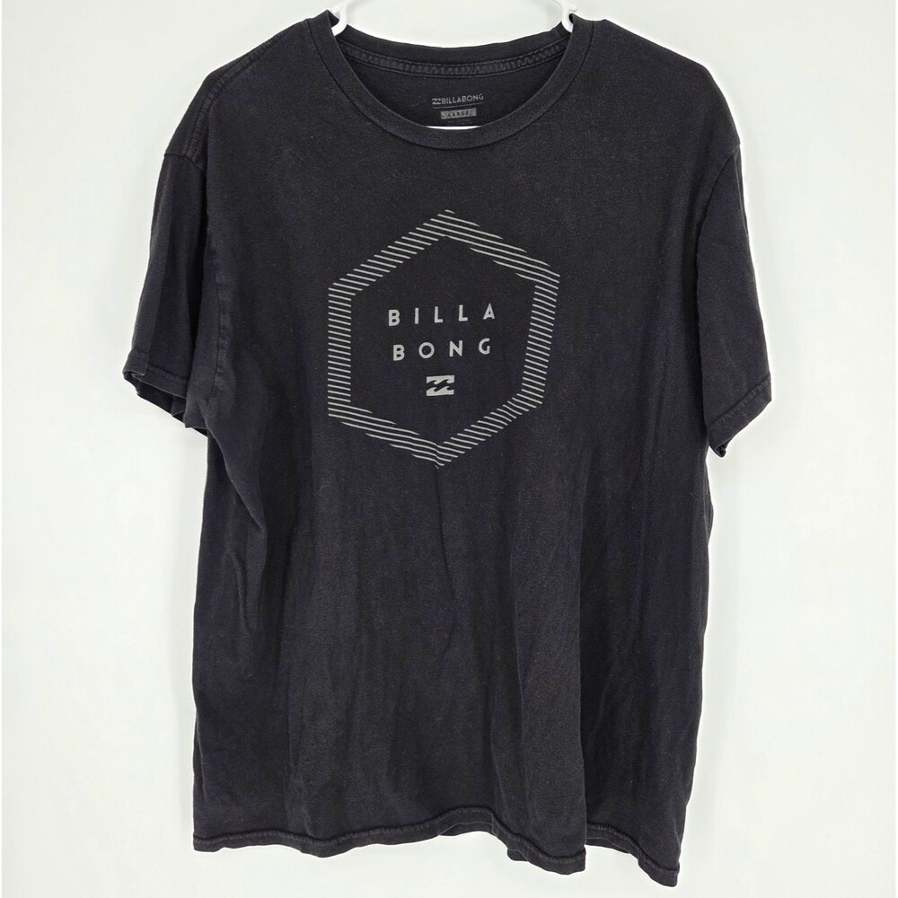 Billabong Mens Graphic Logo Cotton Knit Crew Neck T-Shirt Black Short Sleeve L